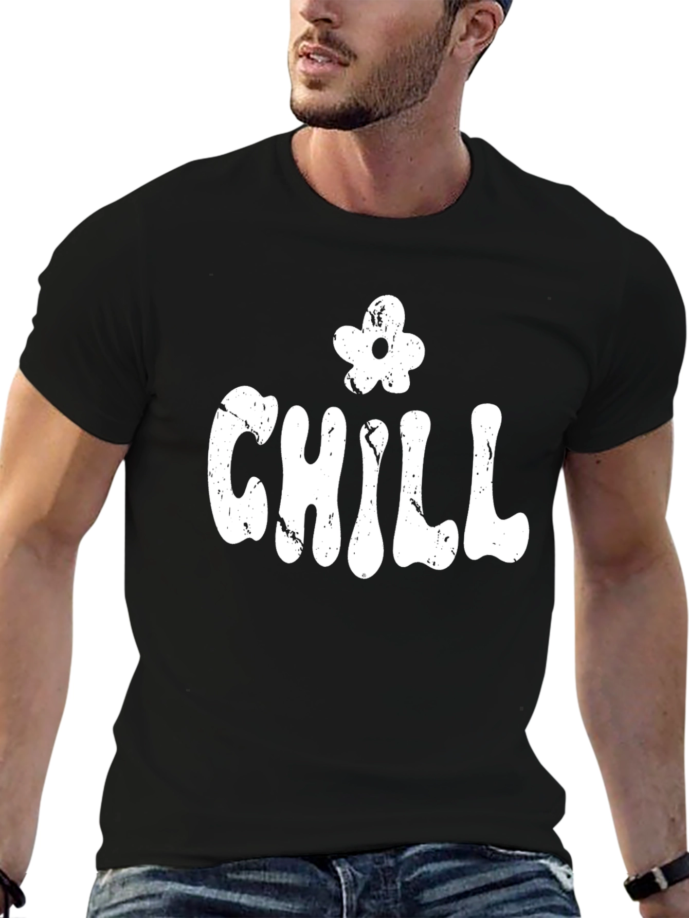 Chill Graphic Print Black T-Shirt