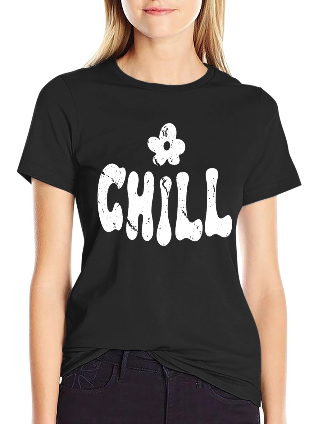 Chill Graphic Print Black T-Shirt