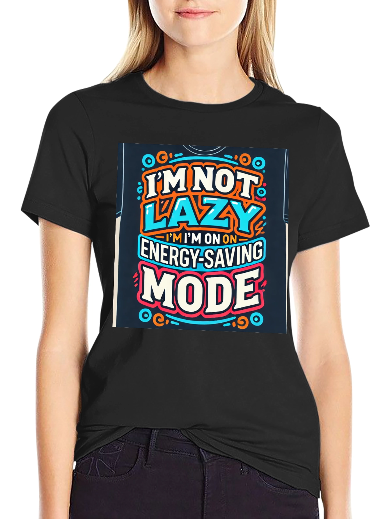 Energy Saving Mode Graphic Tee - Lazy Humor T-Shirt