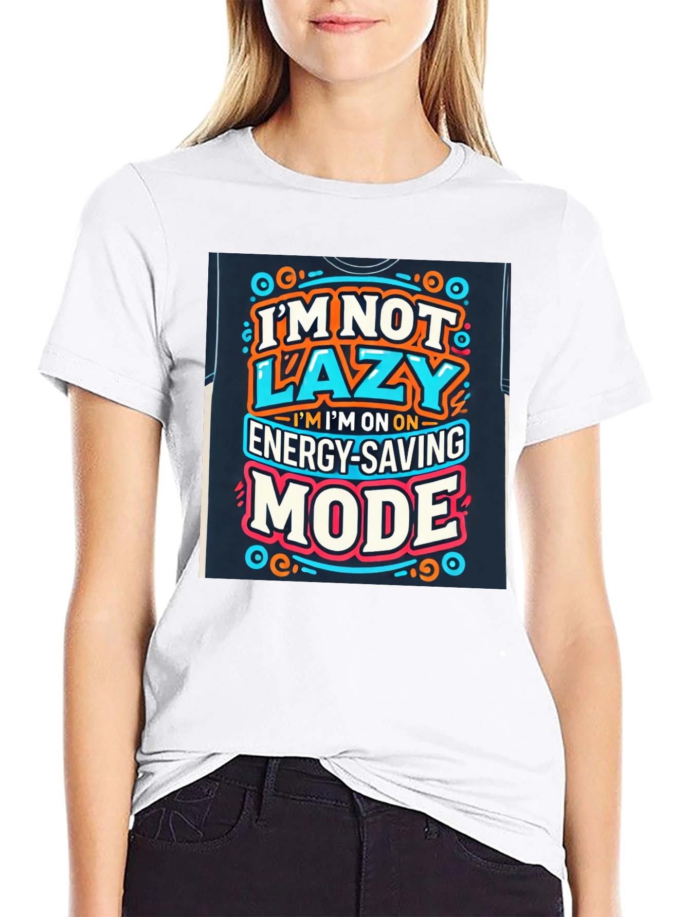 Energy Saving Mode Graphic Tee - Lazy Humor T-Shirt