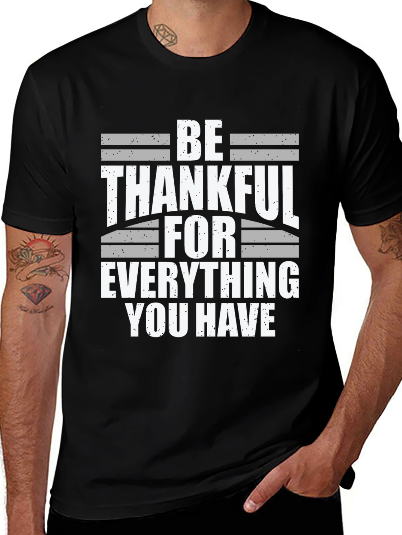 Be Thankful T-Shirt - Black Cotton Blend
