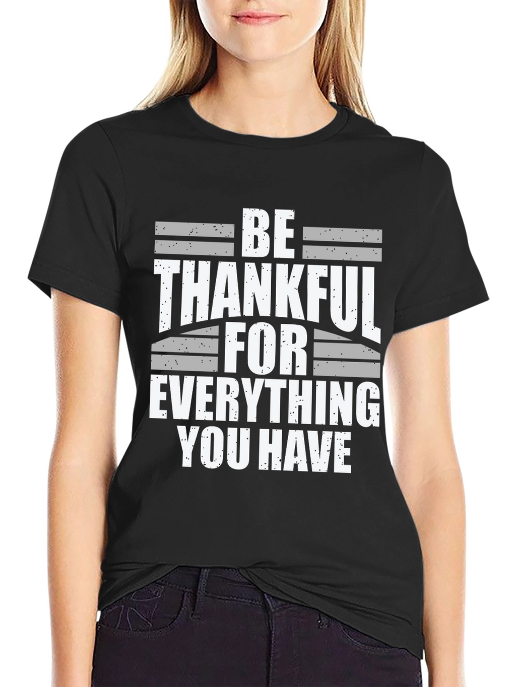 Be Thankful T-Shirt - Black Cotton Blend