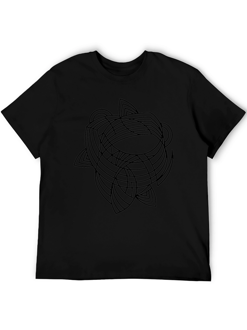 Abstract Geometric Graphic Tee - Black