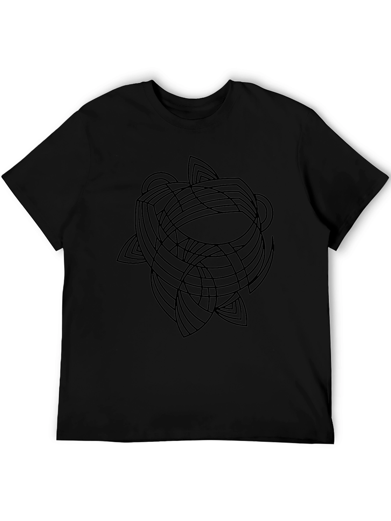 Abstract Geometric Graphic Tee - Black