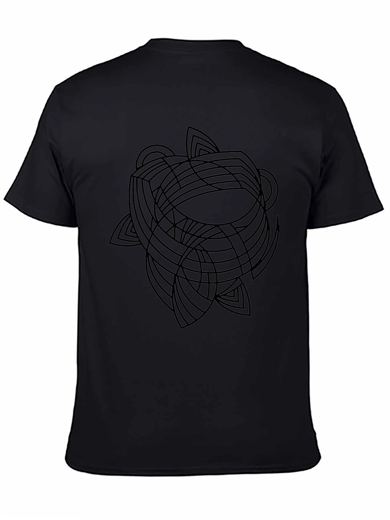 Abstract Geometric Graphic Tee - Black