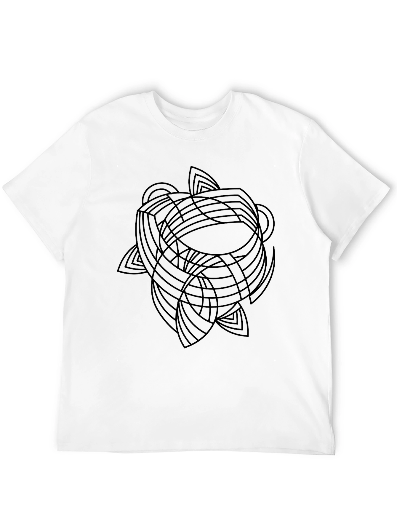 Abstract Geometric Graphic Tee - Black