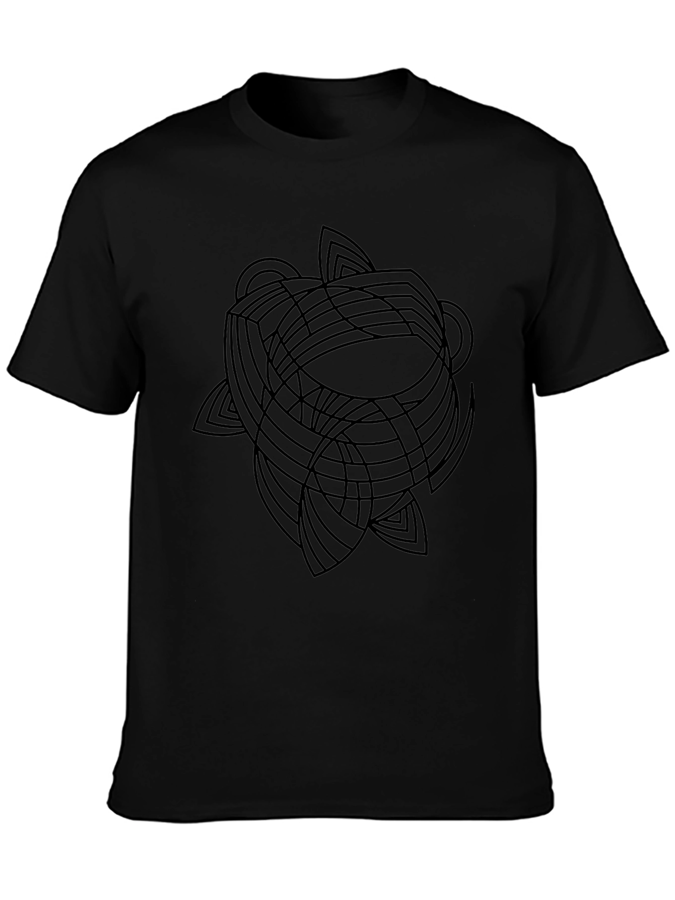 Abstract Geometric Graphic Tee - Black