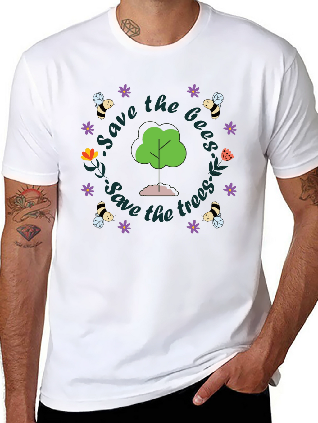 Save the Bees and Trees Graphic Tee