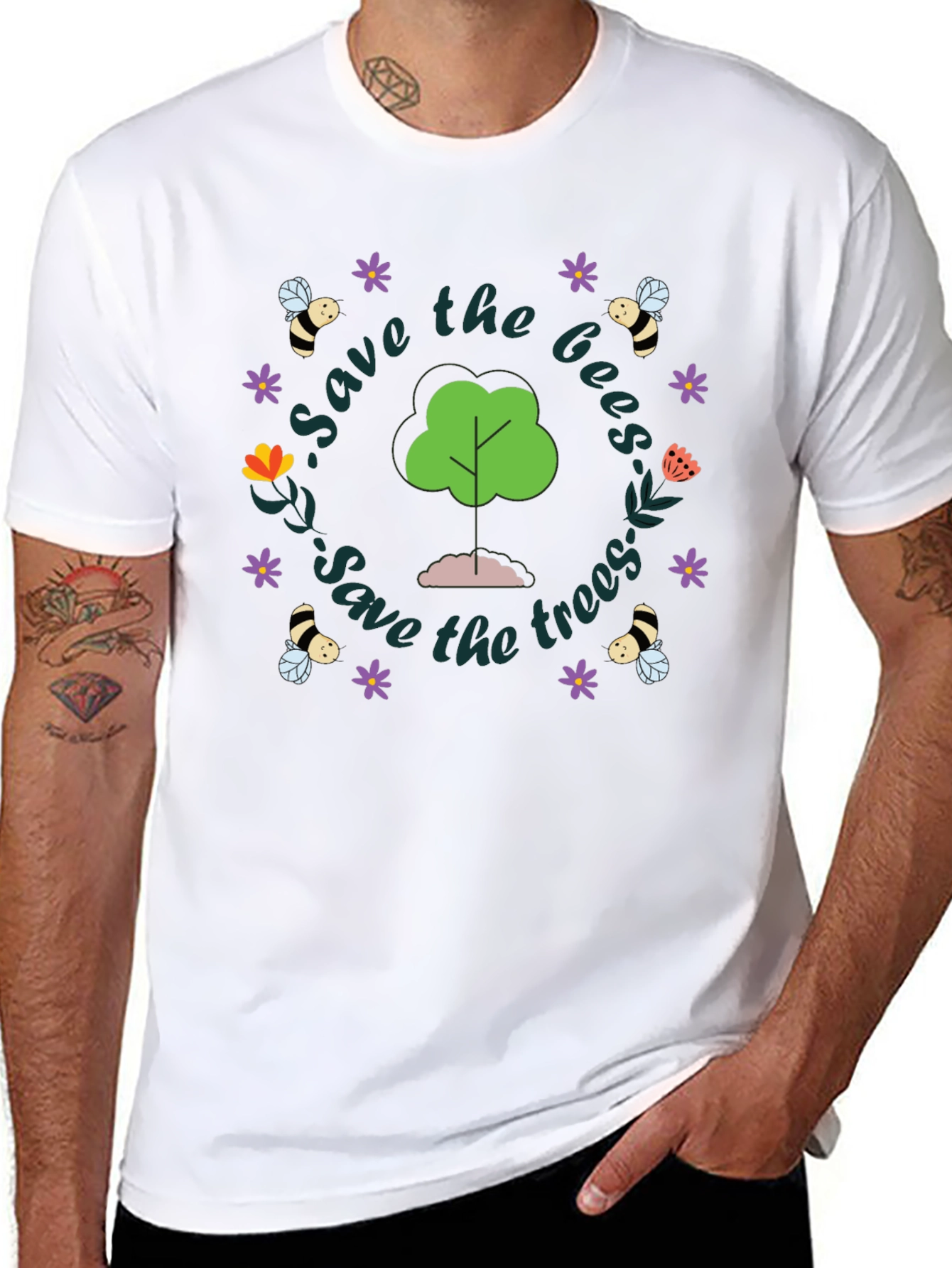 Save the Bees and Trees Graphic Tee