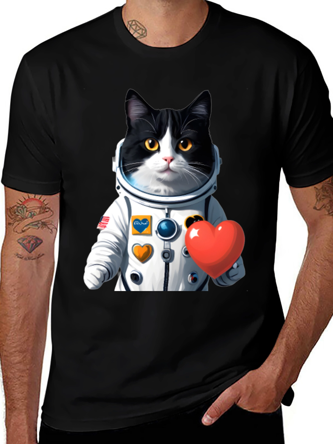 Cat Astronaut with Heart T-Shirt