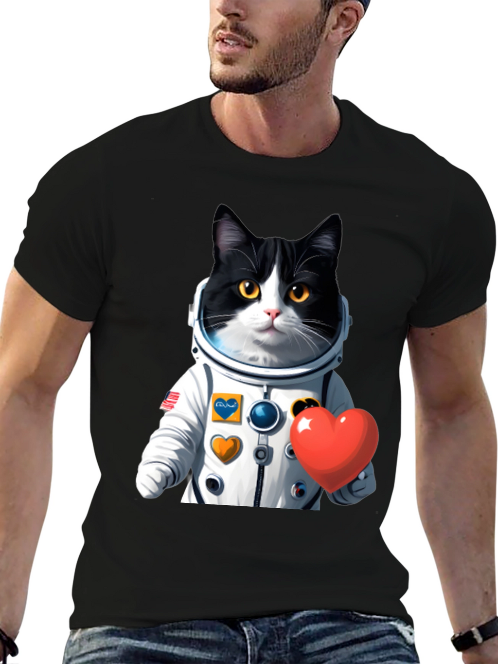Cat Astronaut with Heart T-Shirt