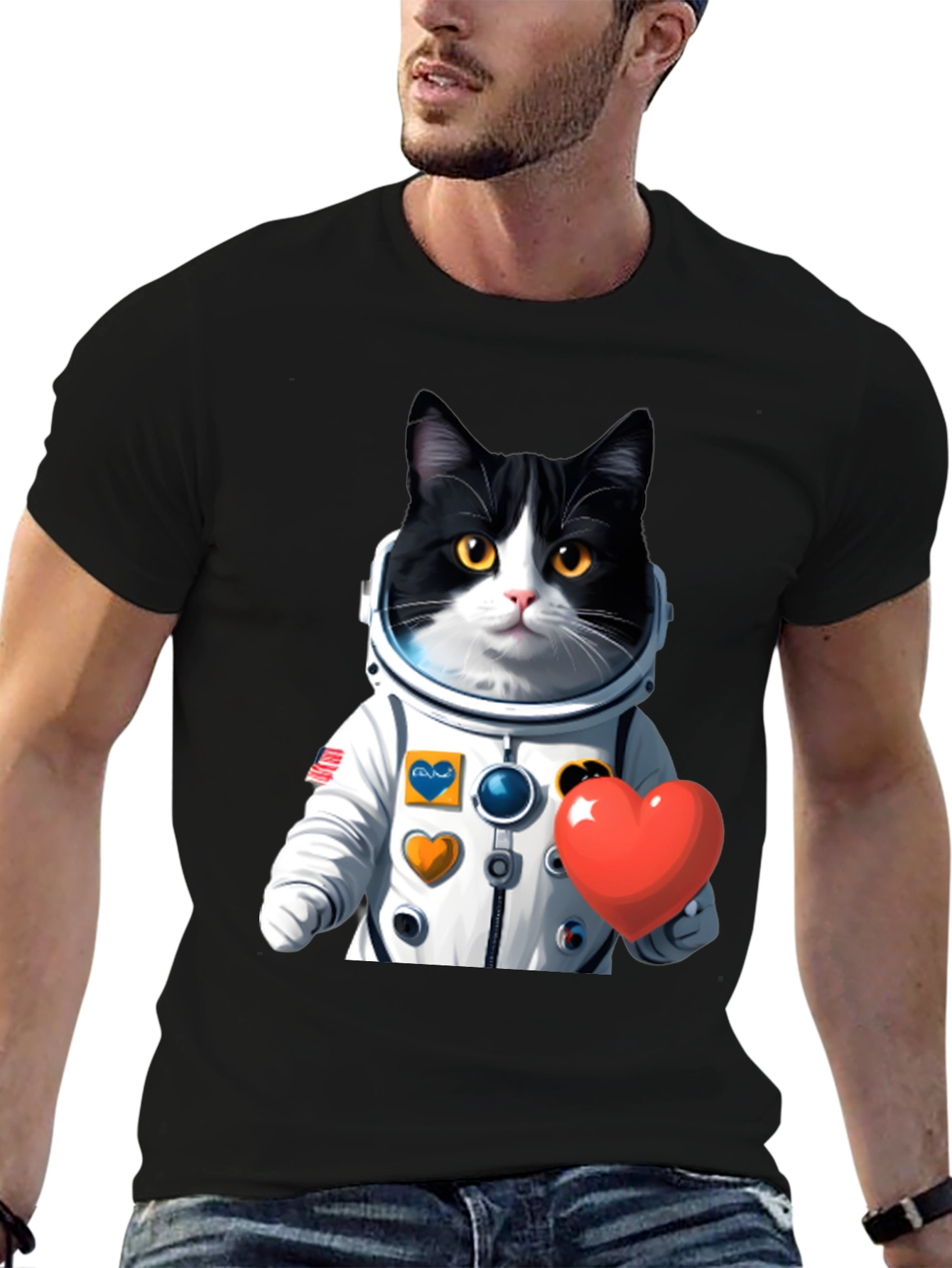 Cat Astronaut with Heart T-Shirt
