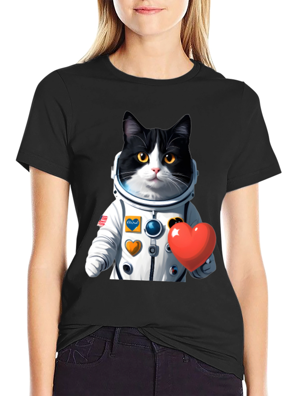 Cat Astronaut with Heart T-Shirt