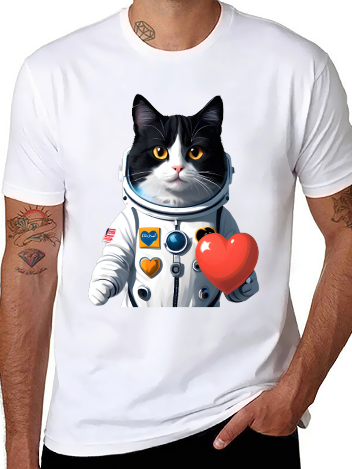 Cat Astronaut with Heart T-Shirt