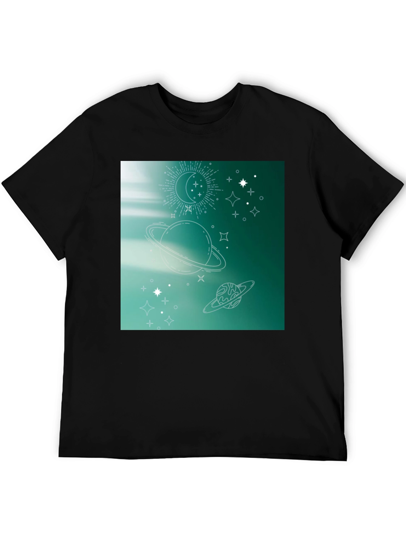 Celestial Print T-Shirt - Black Trendy Space Design
