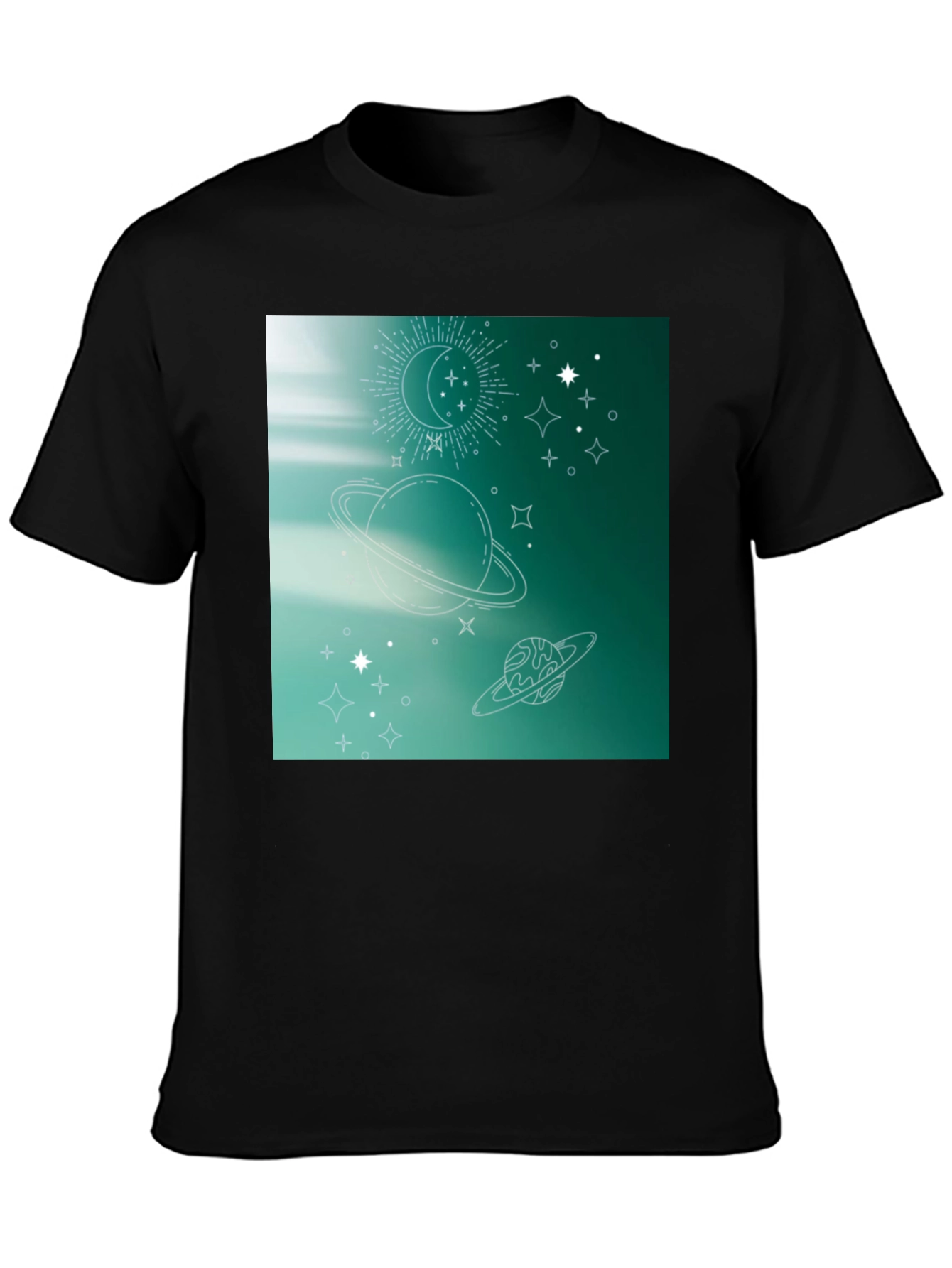 Celestial Print T-Shirt - Black Trendy Space Design