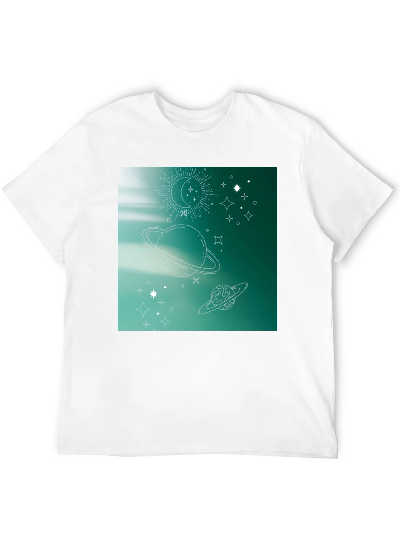 Celestial Print T-Shirt - Black Trendy Space Design