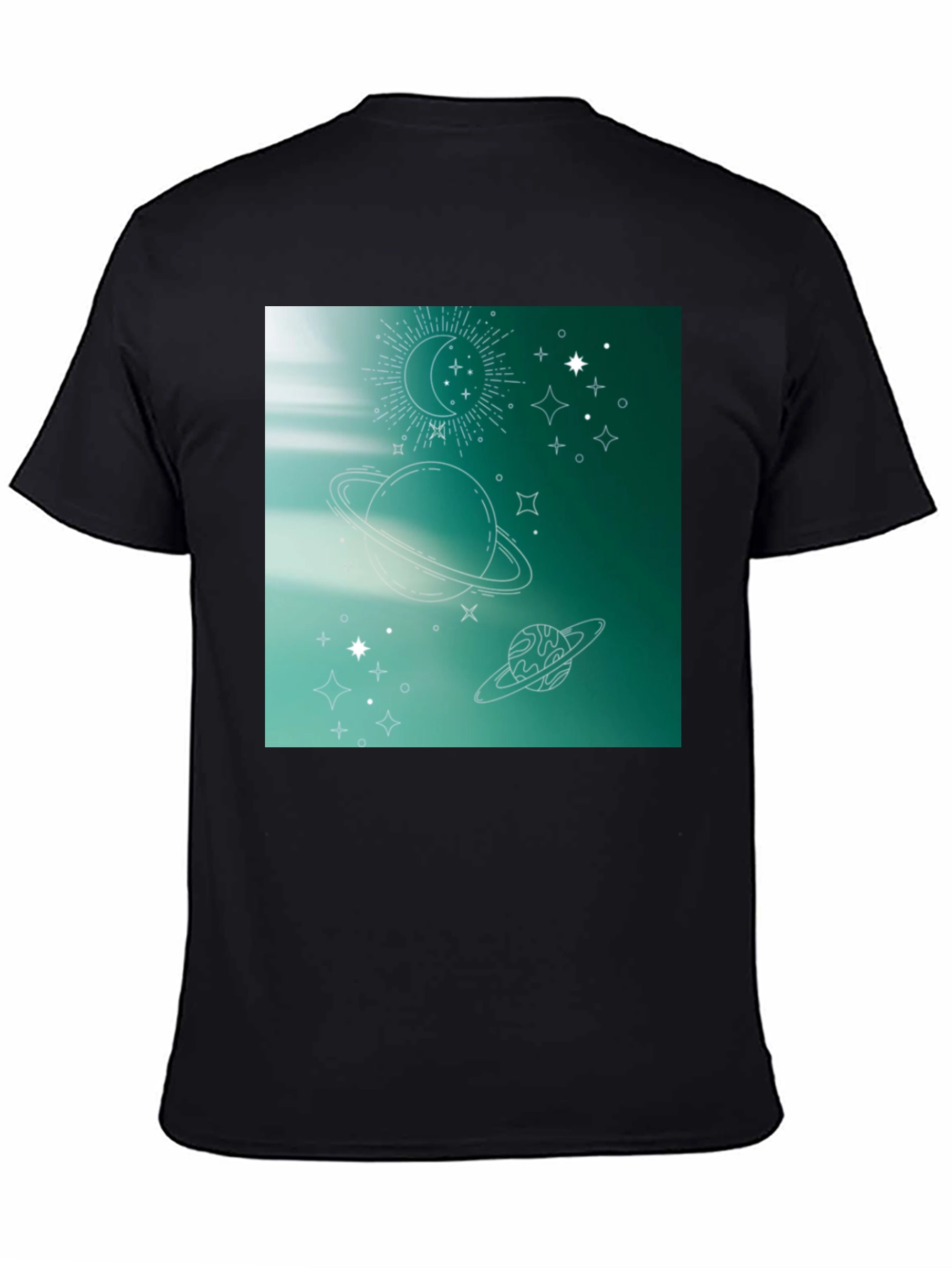 Celestial Print T-Shirt - Black Trendy Space Design