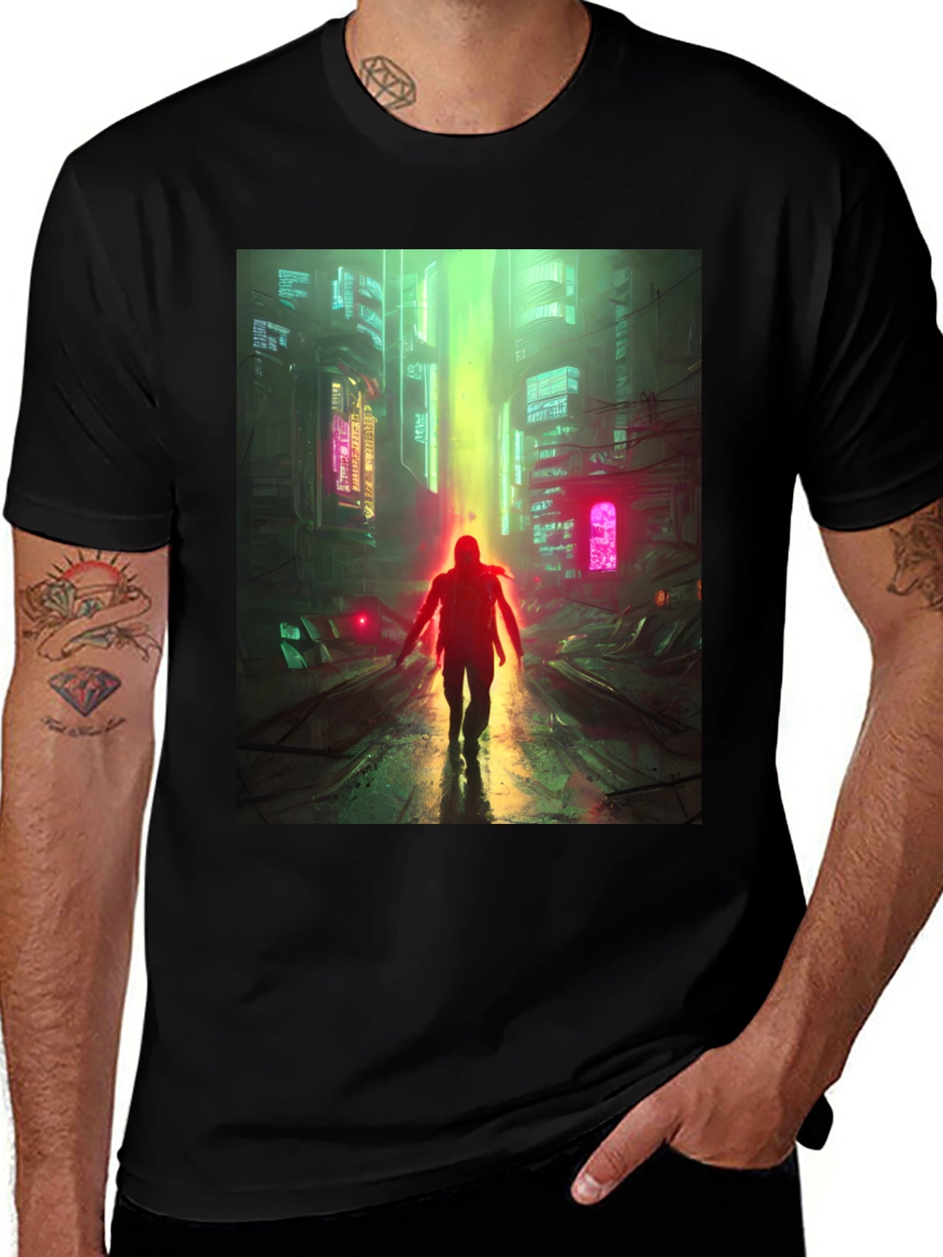 Cyberpunk Cityscape Graphic Tee