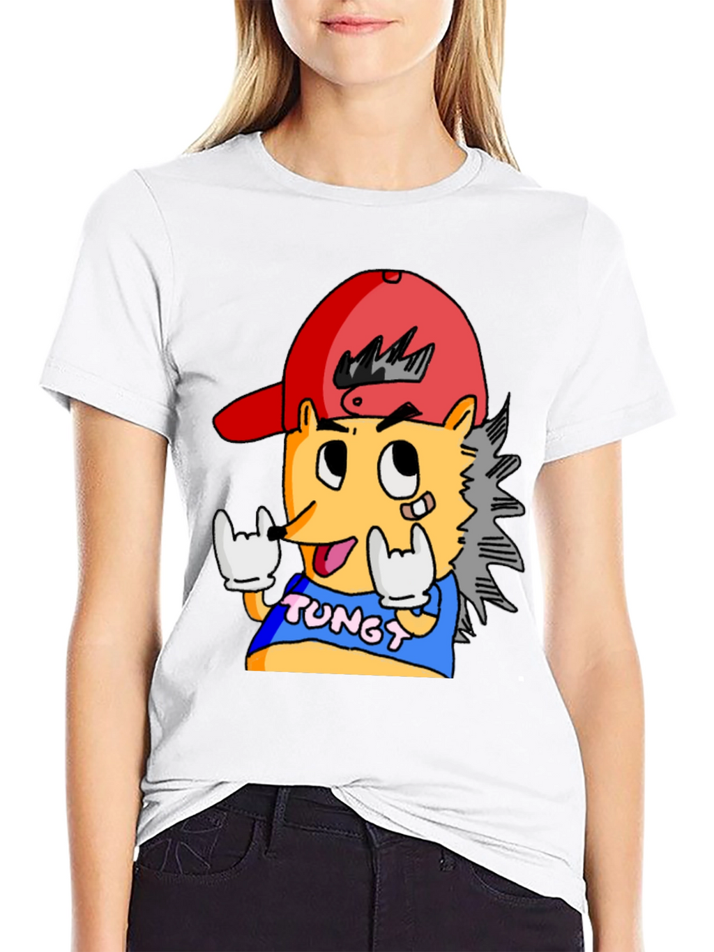 Cartoon Character Graphic Tee - Black