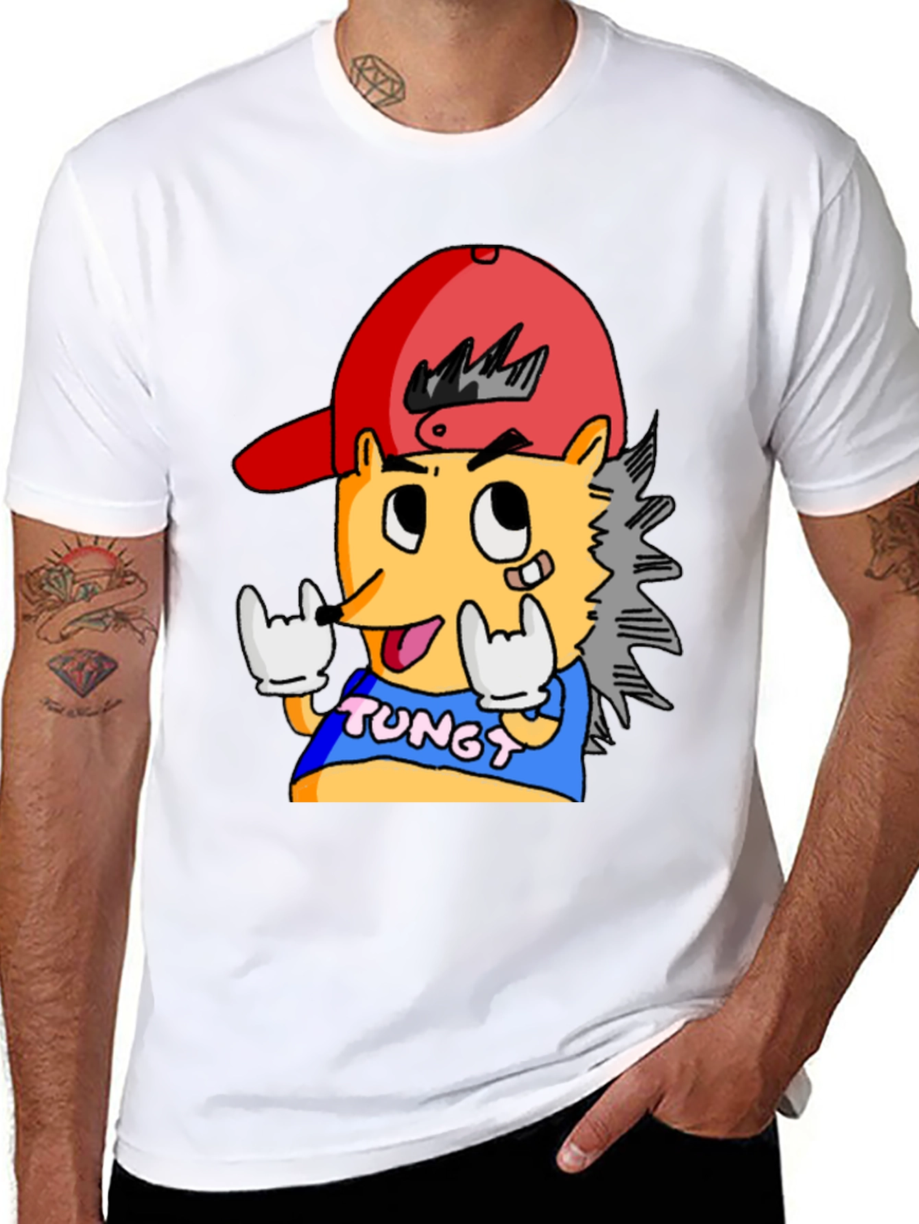 Cartoon Character Graphic Tee - Black