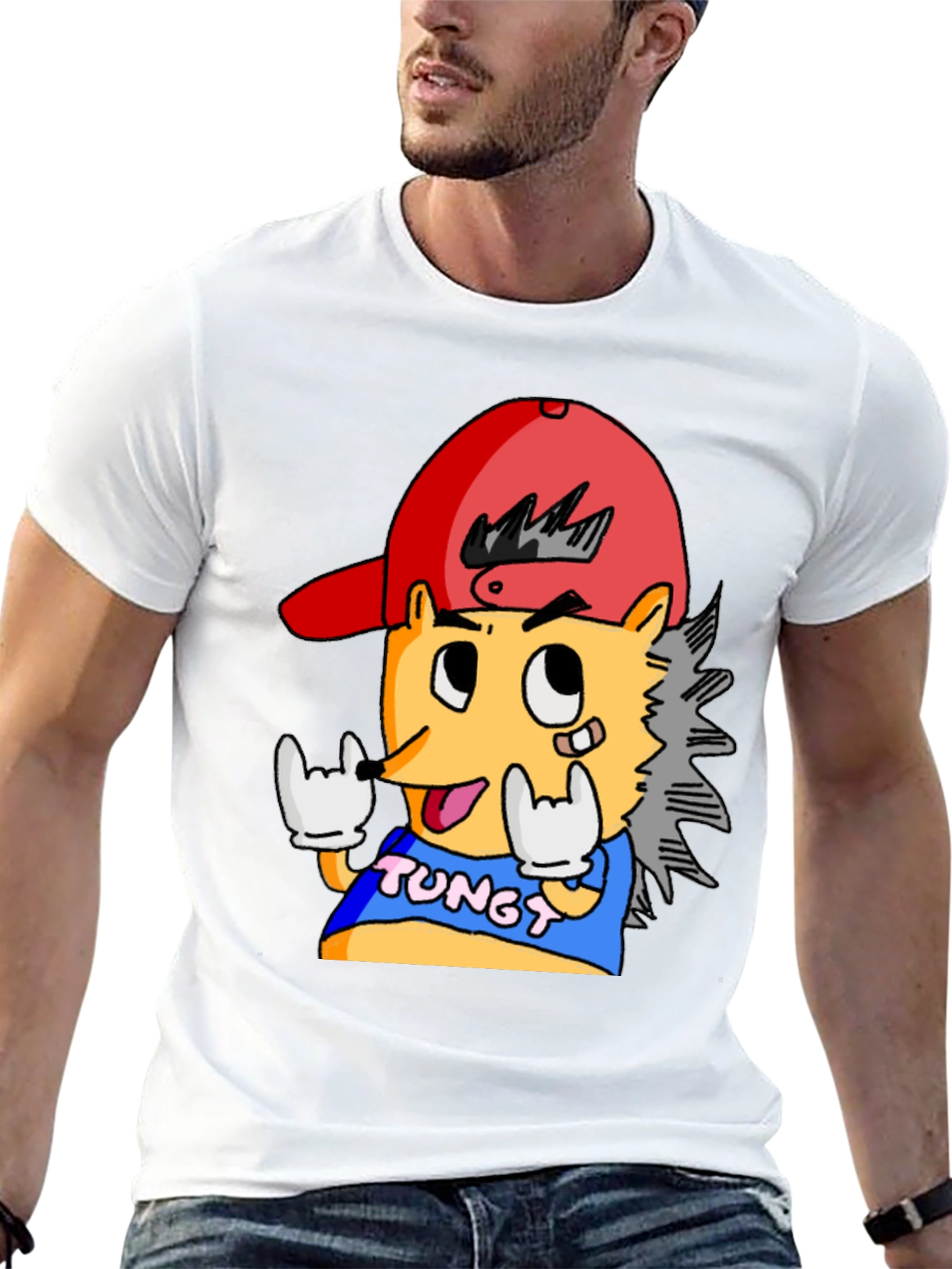 Cartoon Character Graphic Tee - Black