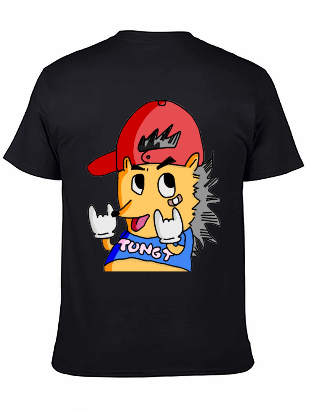 Cartoon Character Graphic Tee - Black