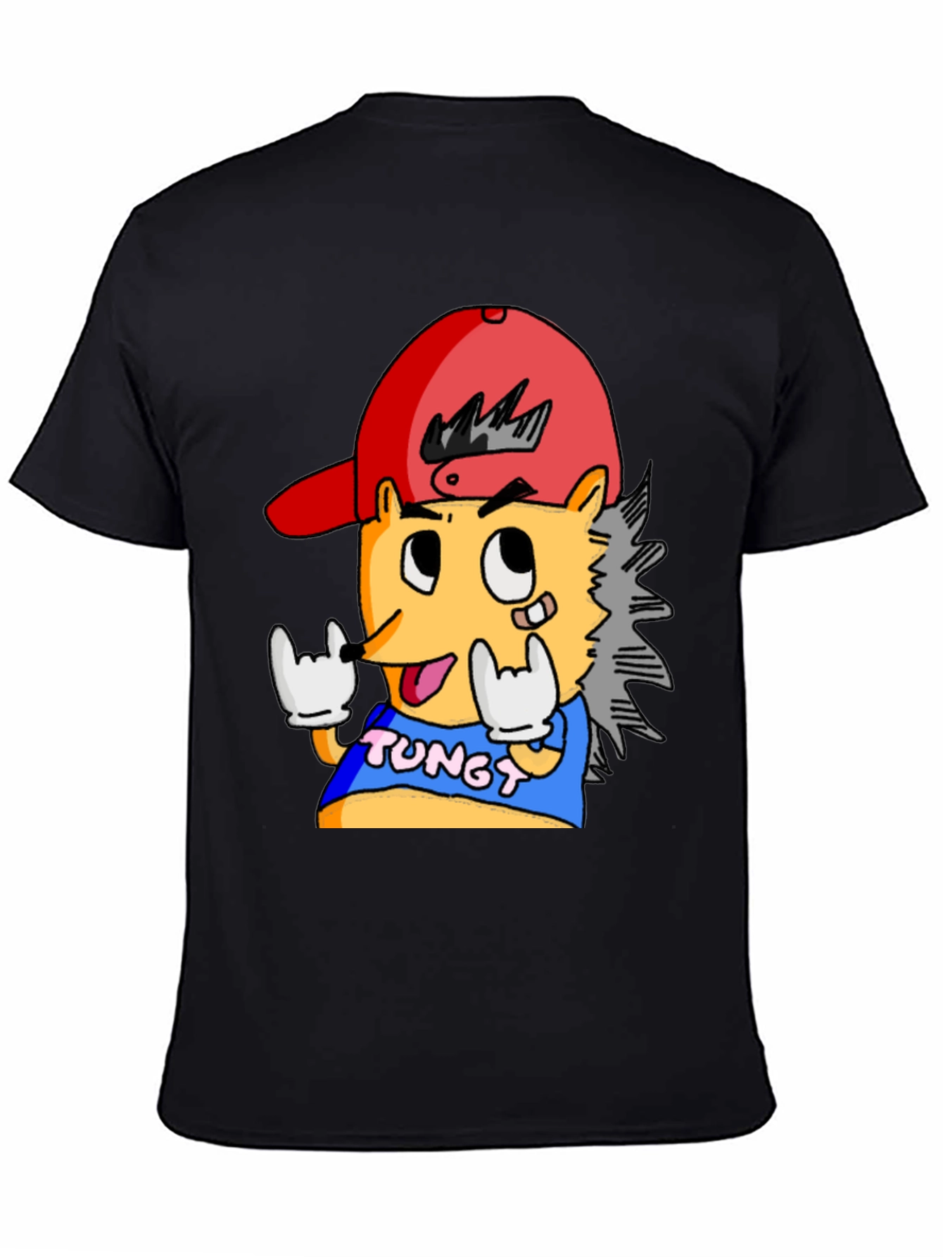 Cartoon Character Graphic Tee - Black