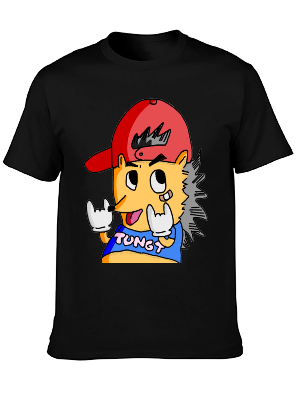 Cartoon Character Graphic Tee - Black