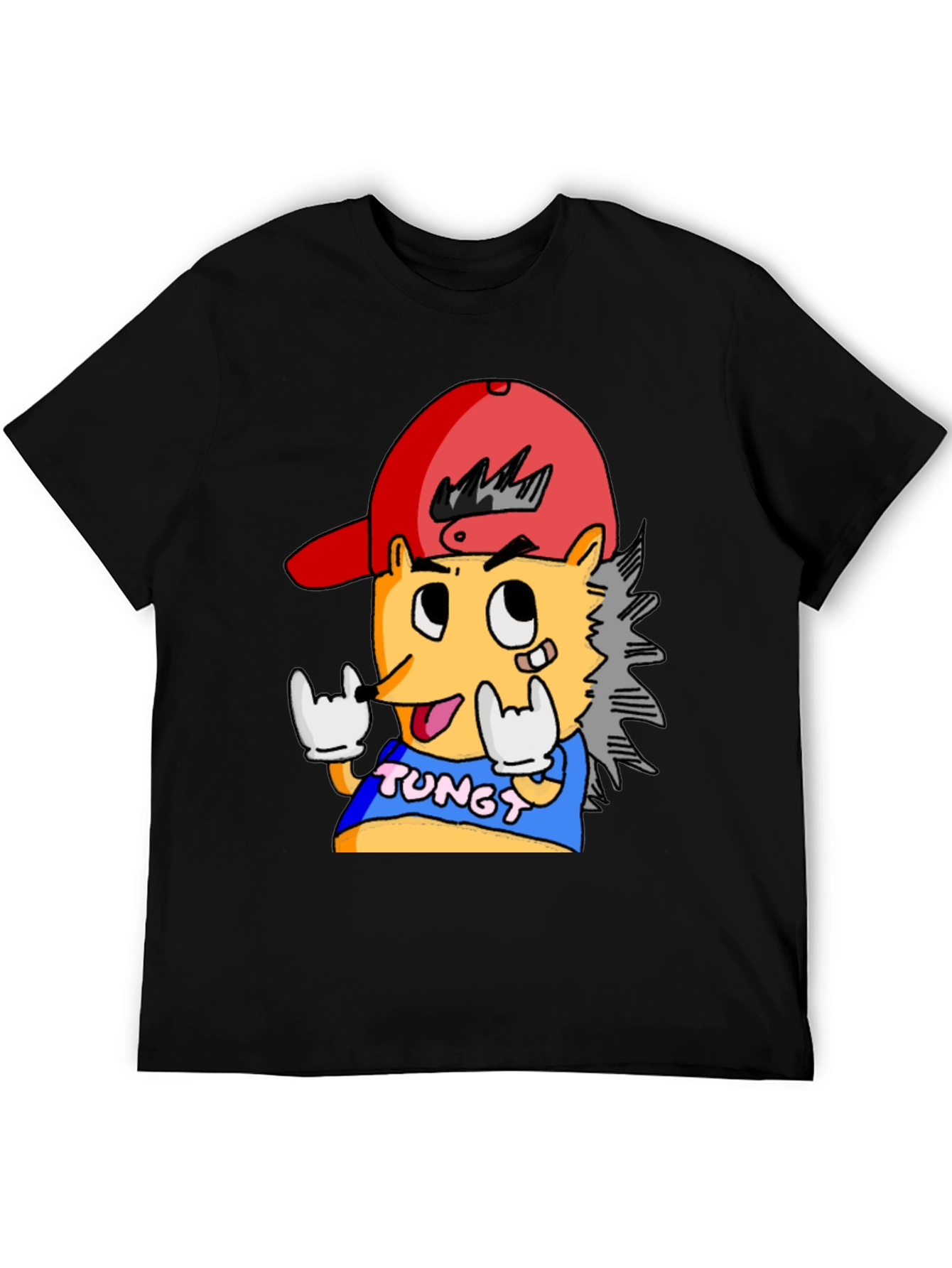 Cartoon Character Graphic Tee - Black