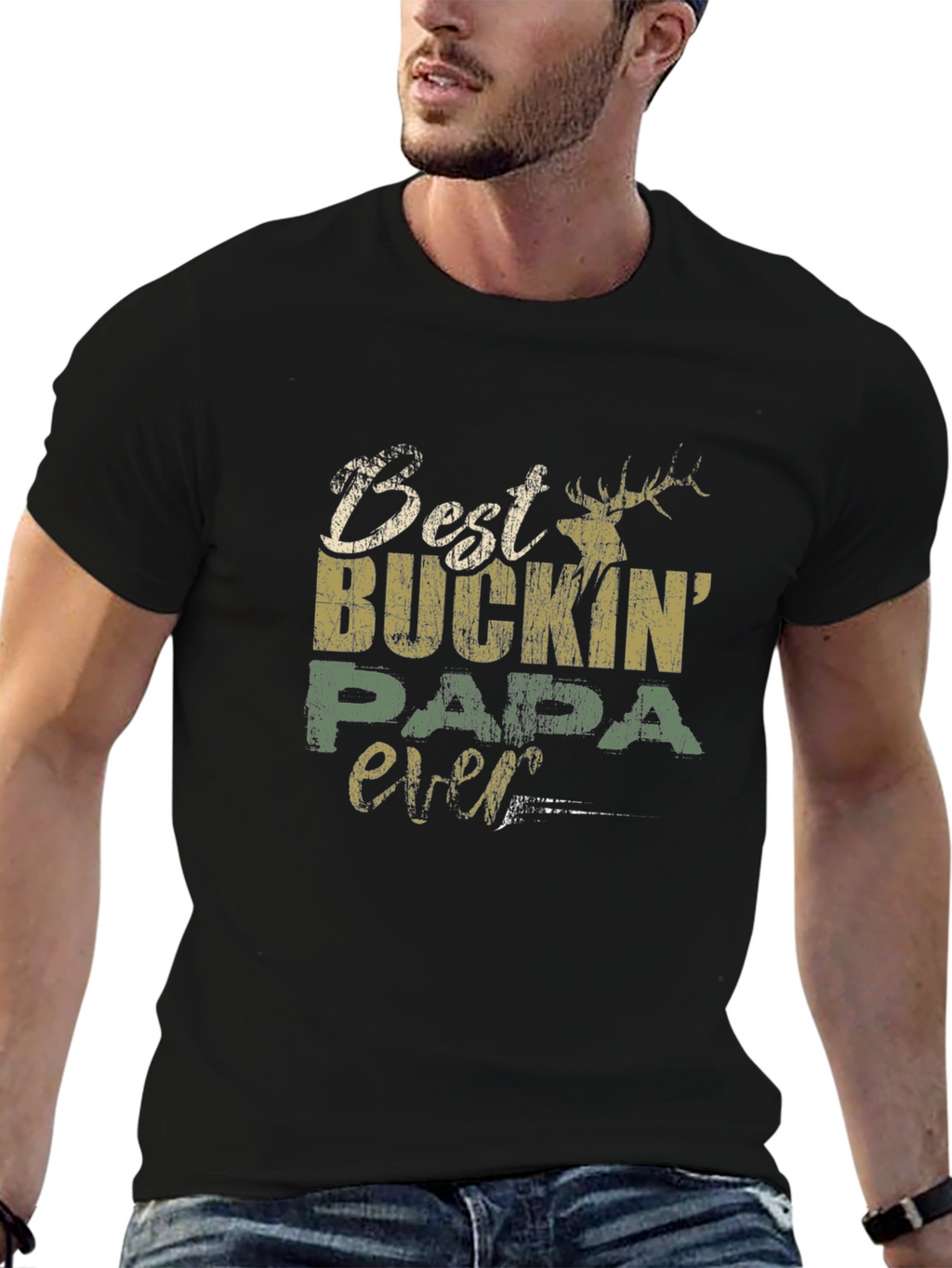 Best Buckin Papa Ever Graphic T-Shirt
