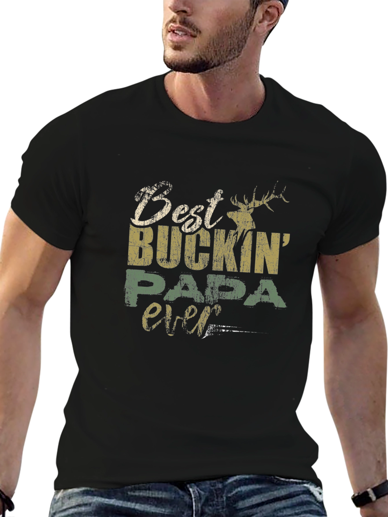 Best Buckin Papa Ever Graphic T-Shirt