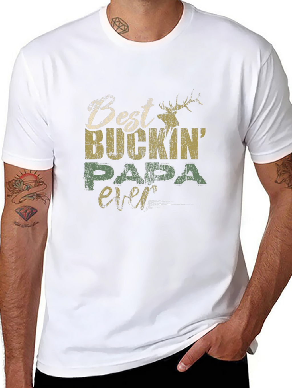 Best Buckin Papa Ever Graphic T-Shirt
