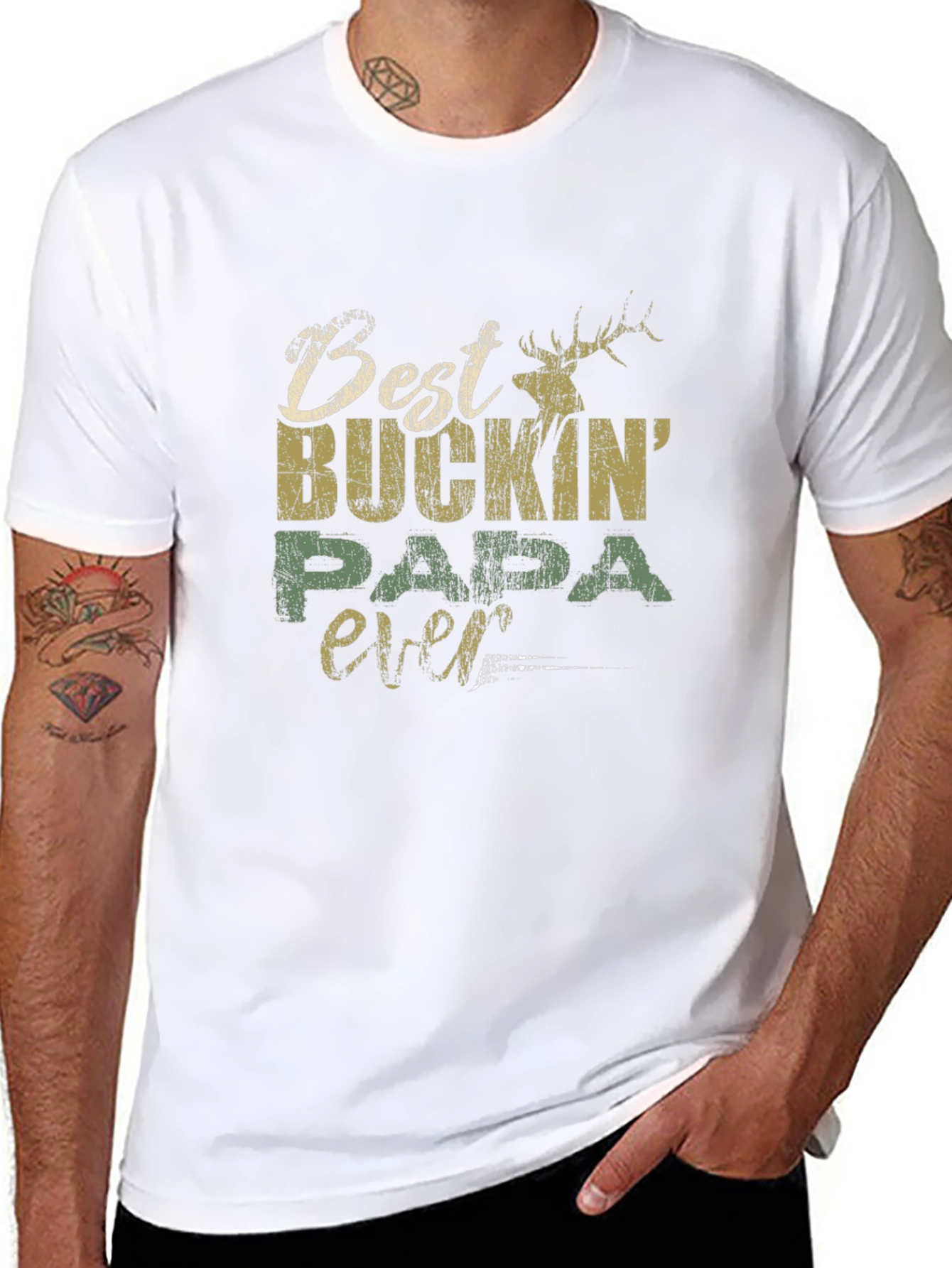 Best Buckin Papa Ever Graphic T-Shirt