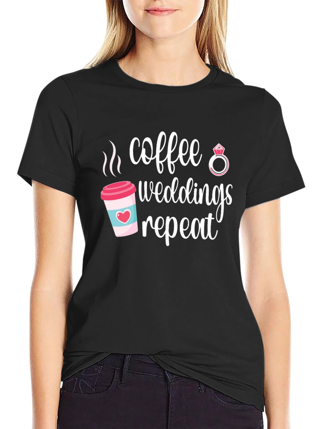 Coffee Weddings Repeat Graphic Tee - Black