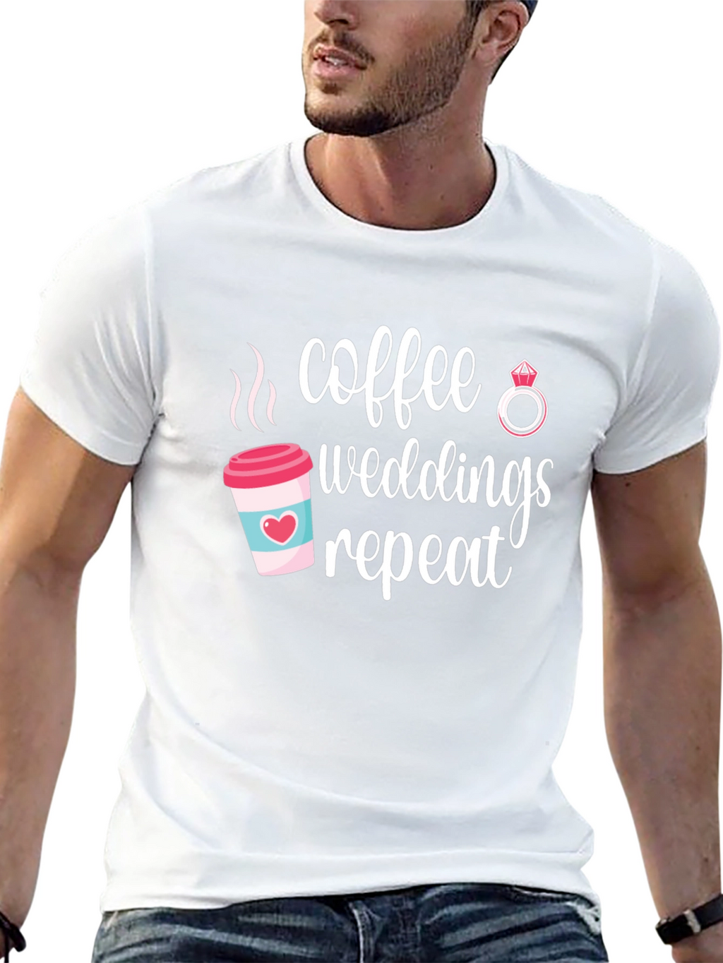 Coffee Weddings Repeat Graphic Tee - Black
