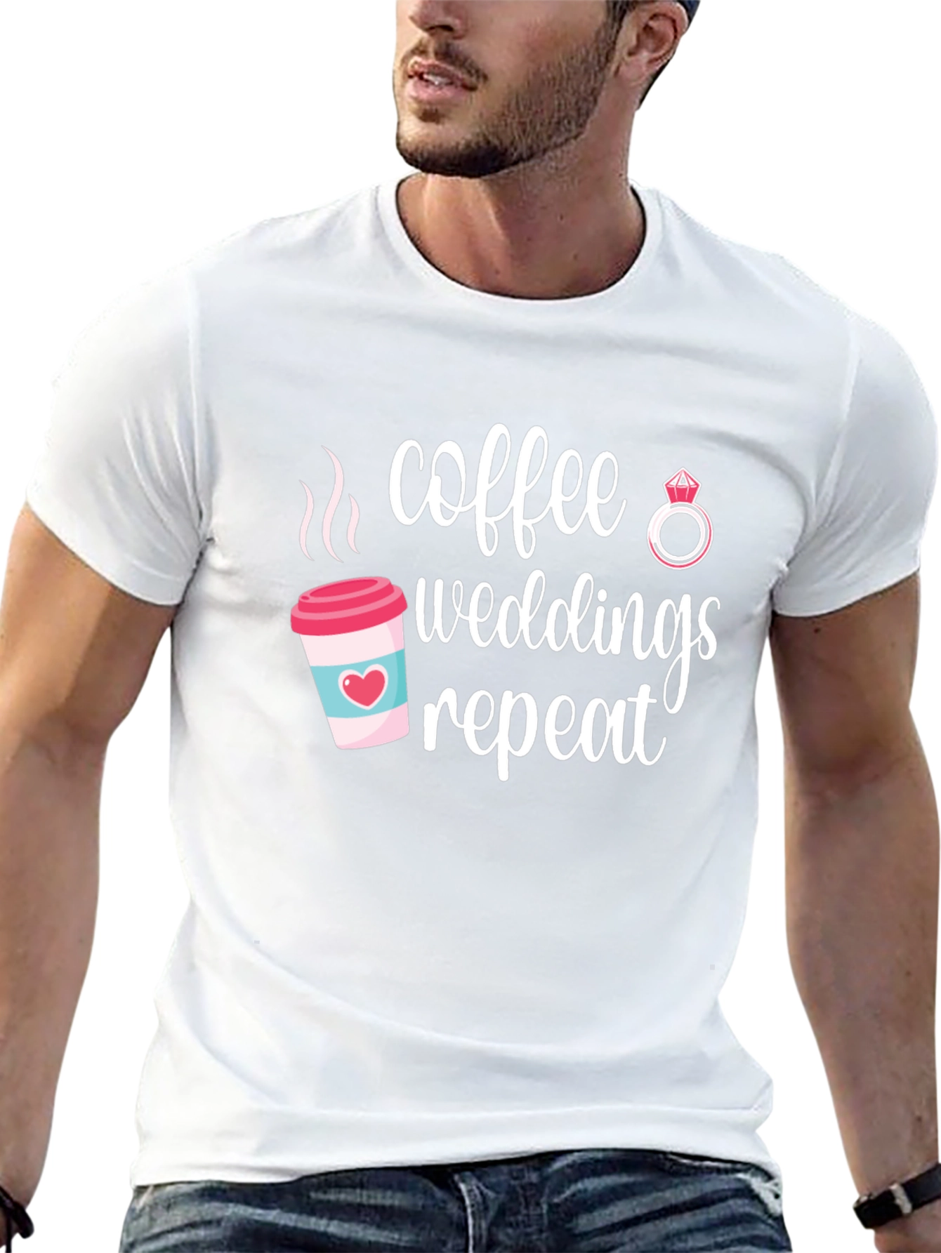 Coffee Weddings Repeat Graphic Tee - Black