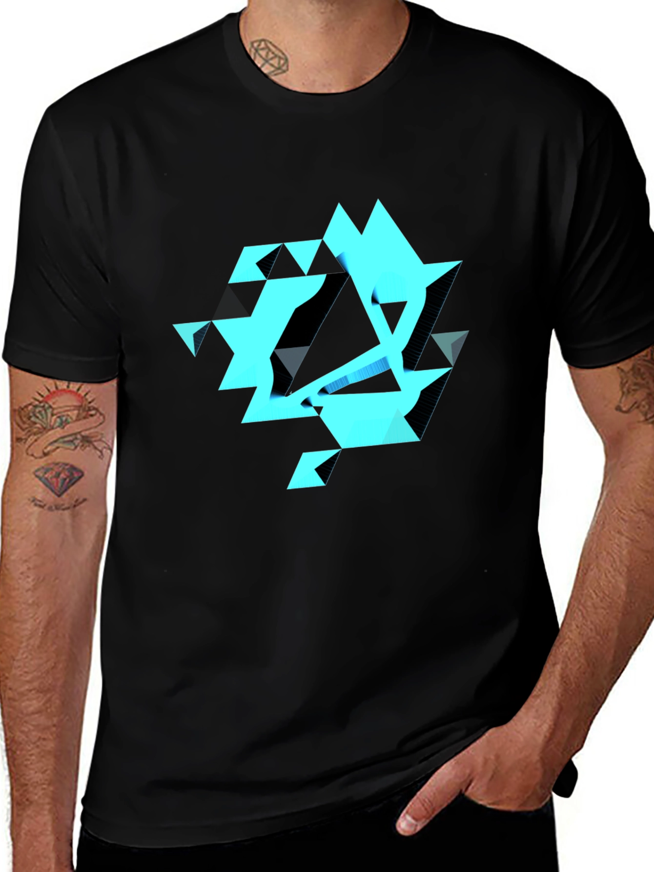 Abstract Geometric Black T-Shirt