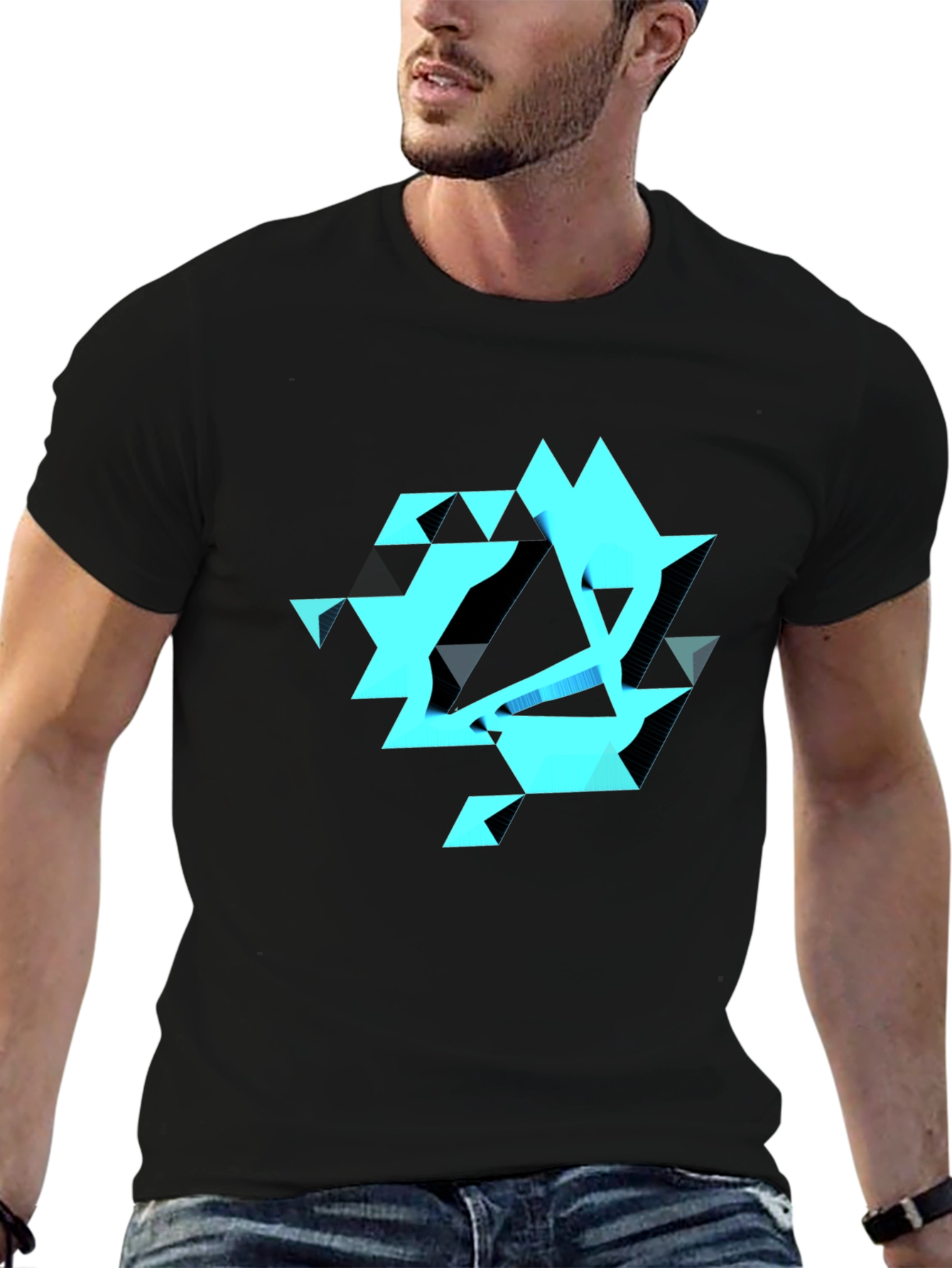 Abstract Geometric Black T-Shirt