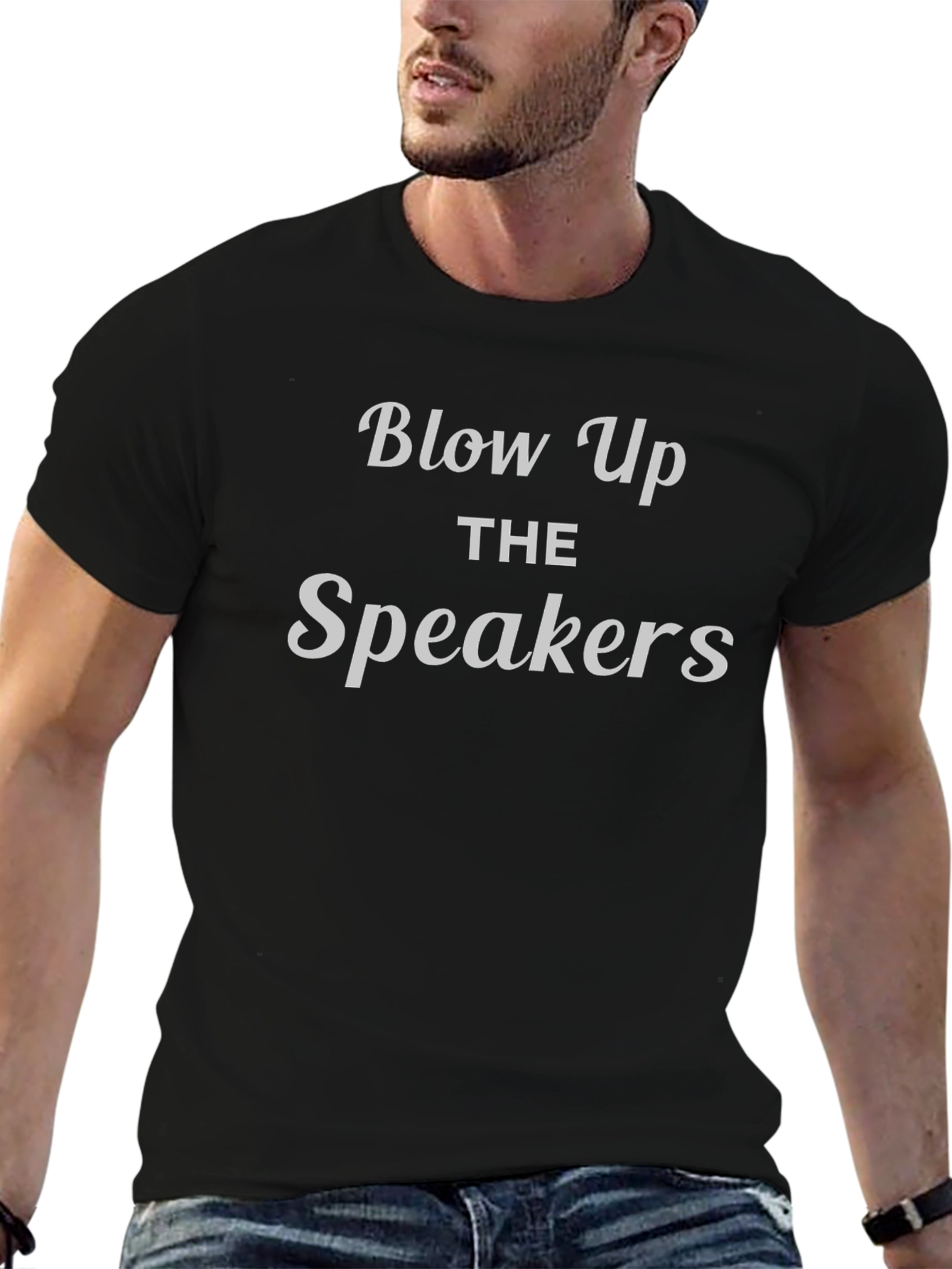 Blow Up the Speakers Black Graphic Tee