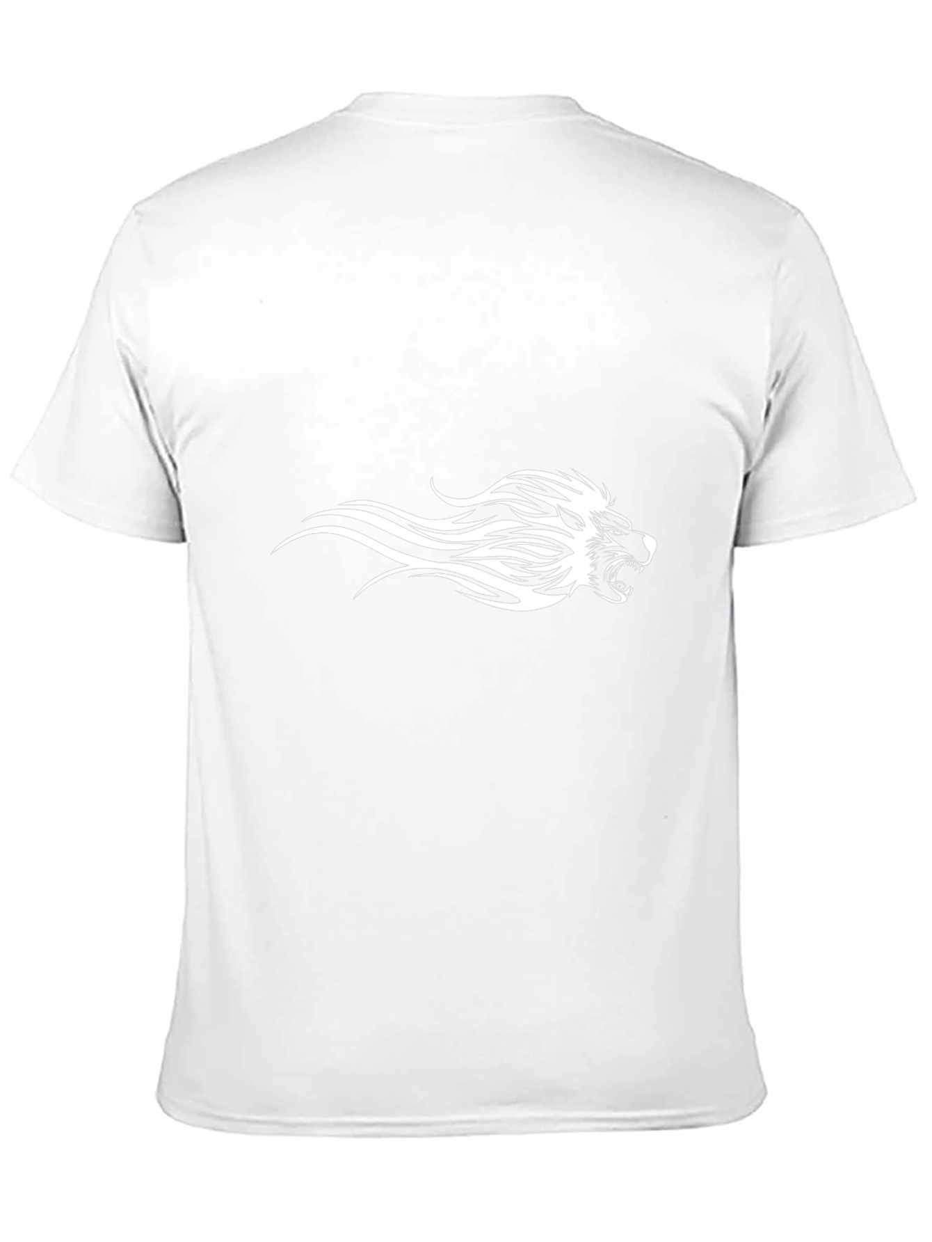 Black Tee with Fierce White Lion Design