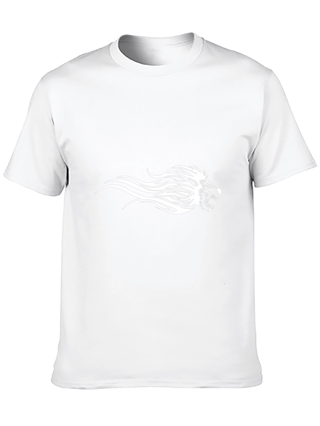 Black Tee with Fierce White Lion Design