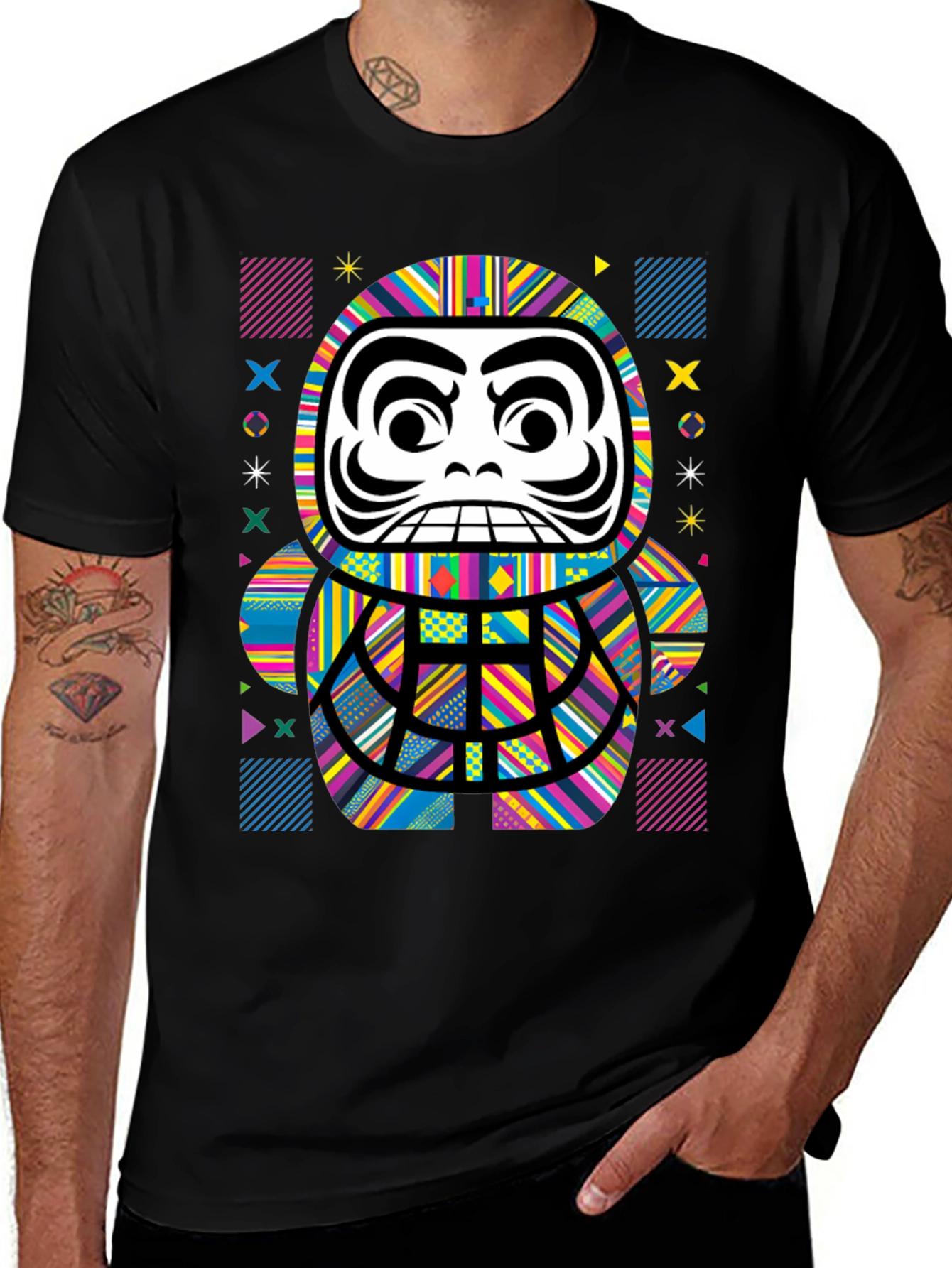 Colorful Daruma Doll Graphic Tee