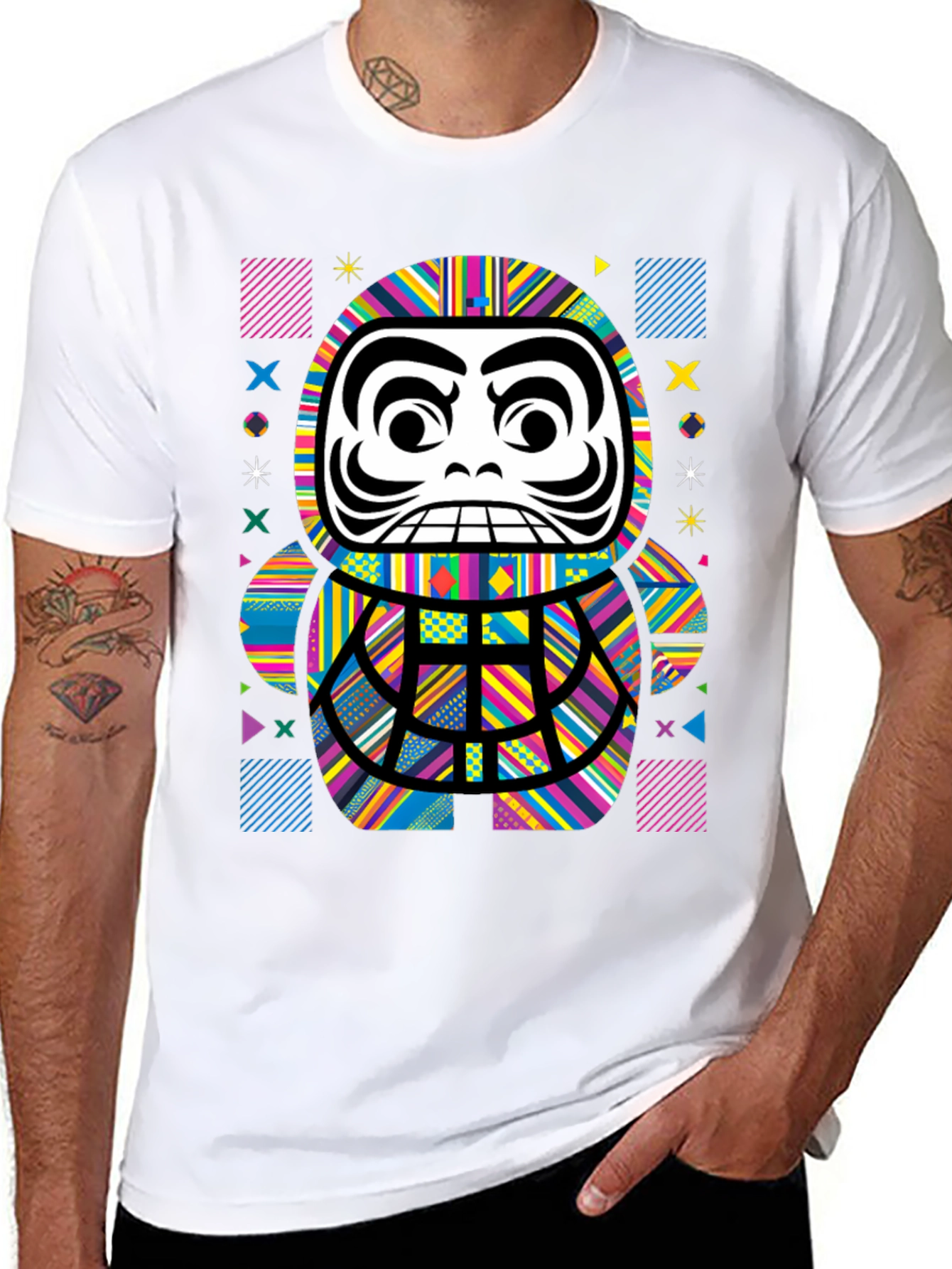 Colorful Daruma Doll Graphic Tee