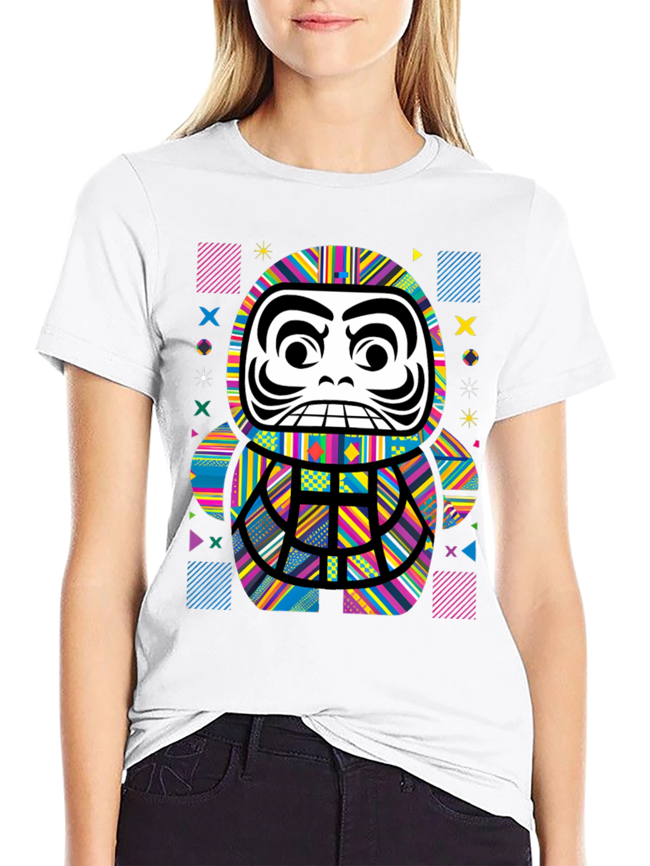 Colorful Daruma Doll Graphic Tee
