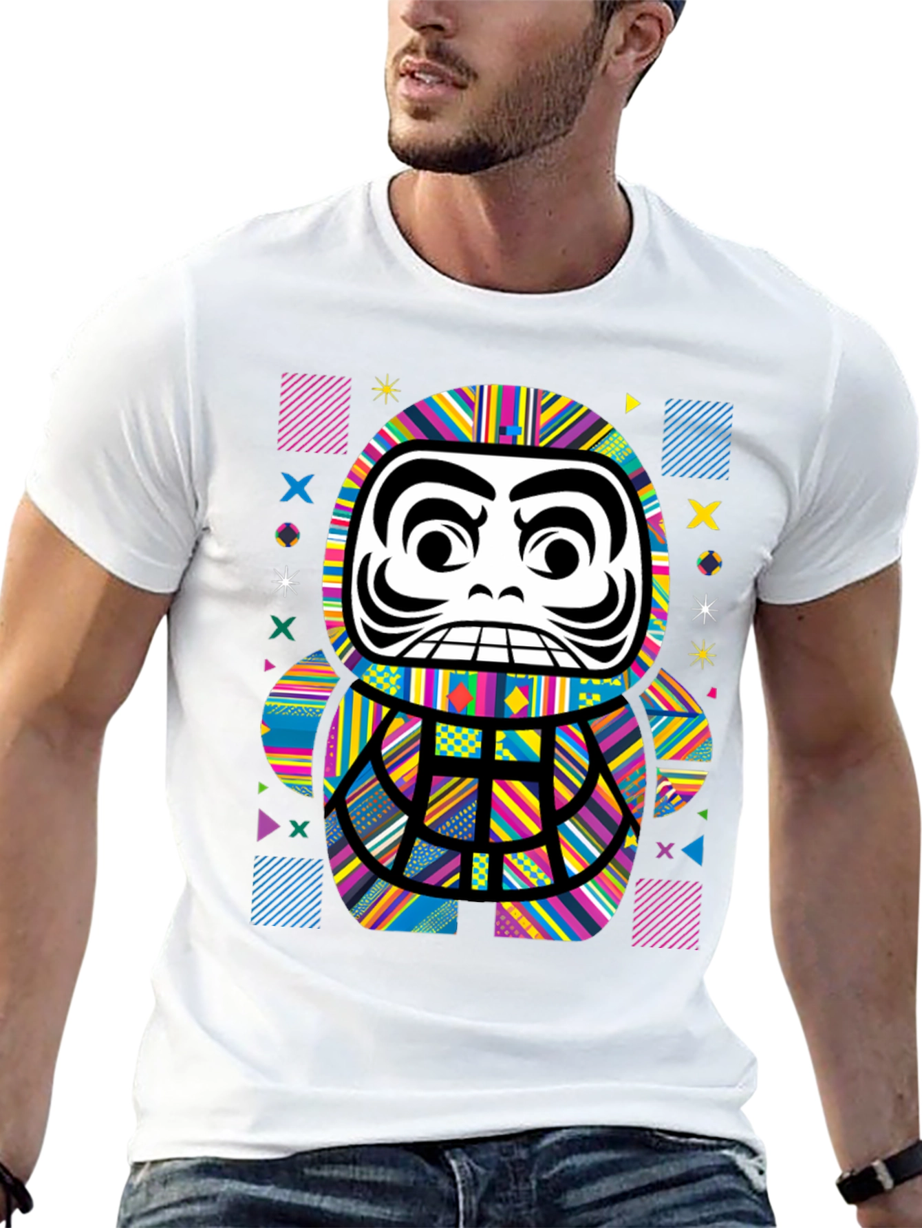 Colorful Daruma Doll Graphic Tee