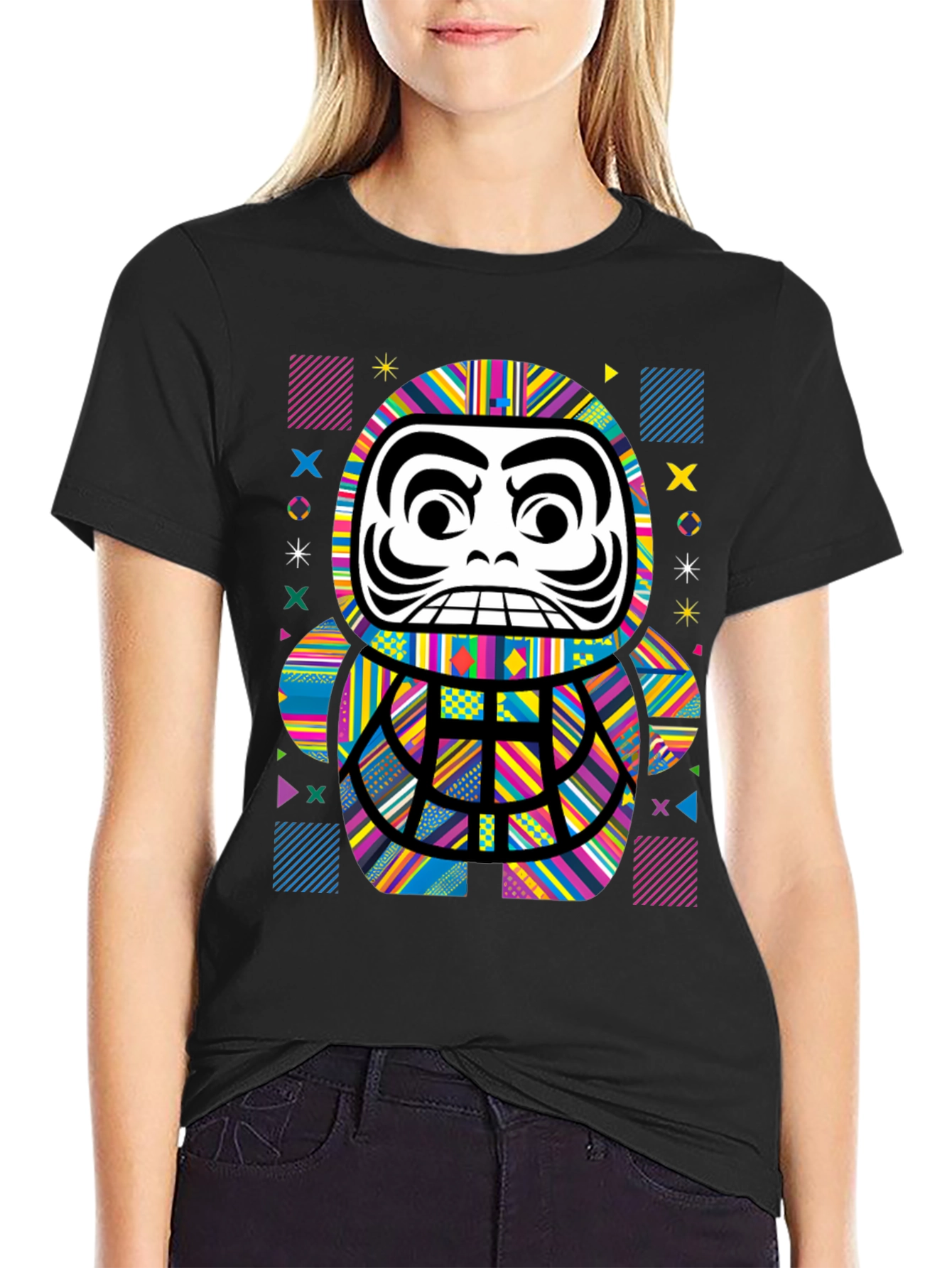 Colorful Daruma Doll Graphic Tee