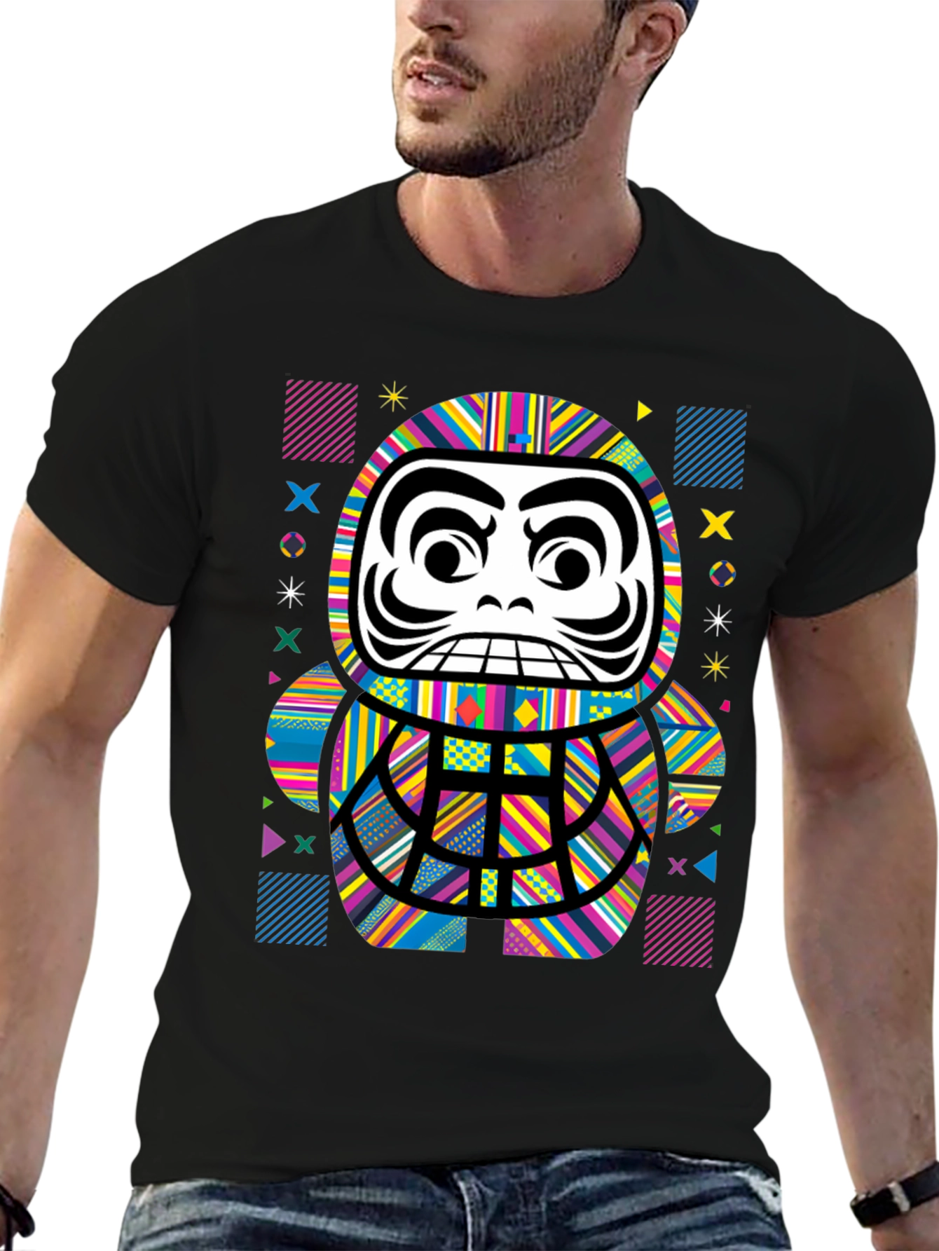 Colorful Daruma Doll Graphic Tee