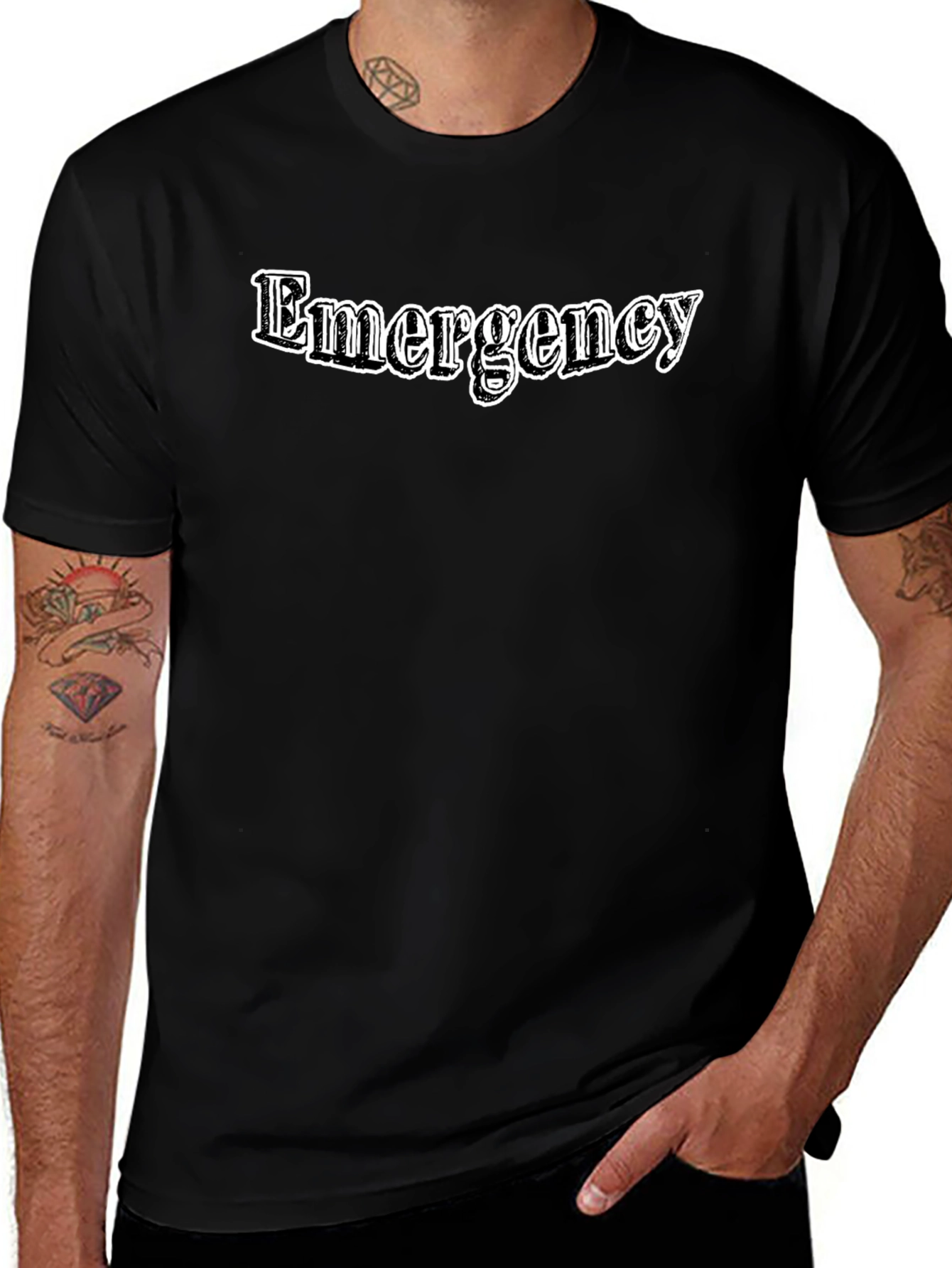 Emergency Graphic Print Black T-Shirt
