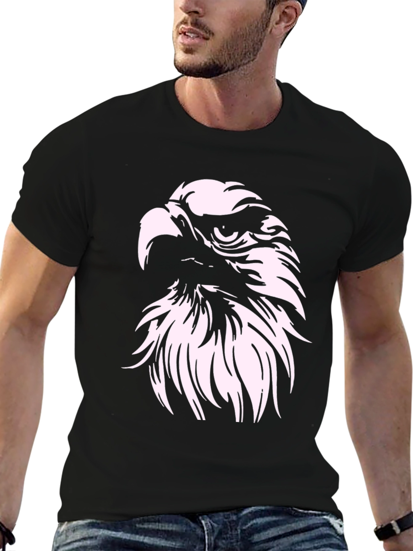 Bold Eagle Graphic Tee - Black Cotton Blend